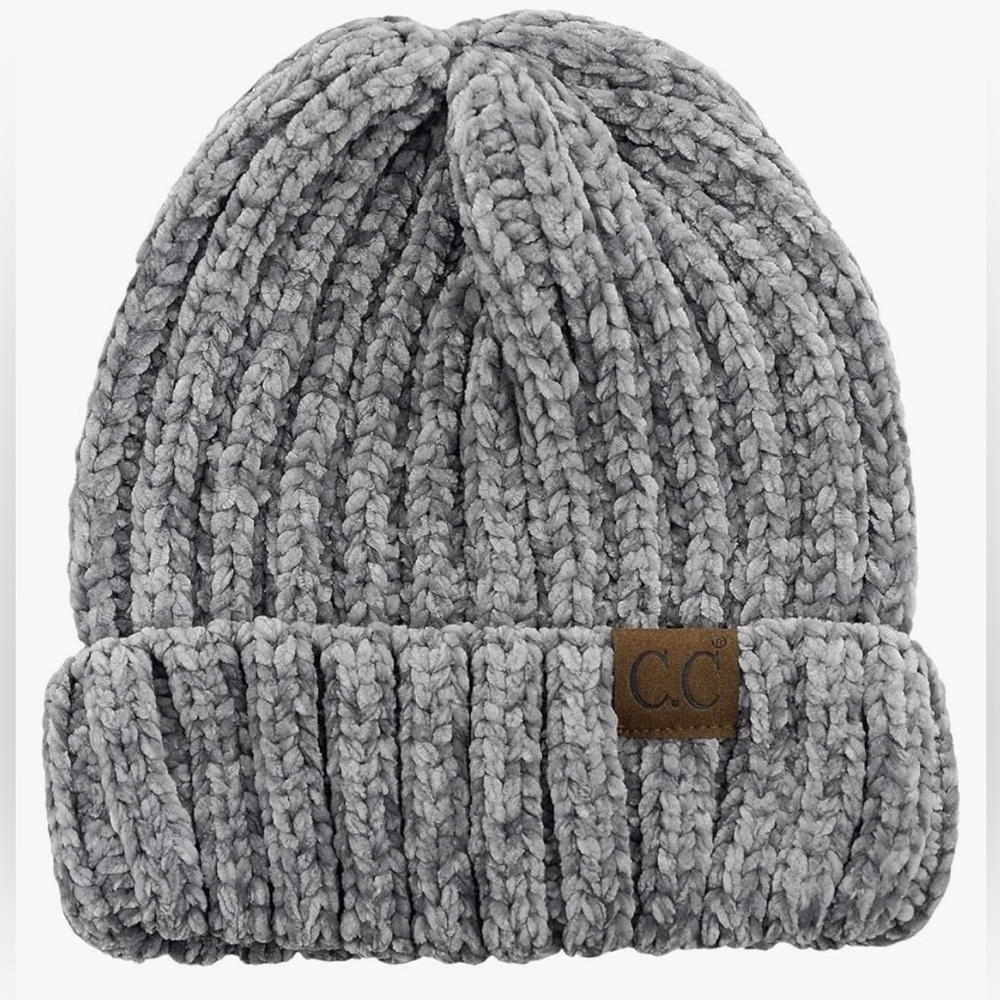 C.C Unisex Chenille Soft Warm Stretchy Thick Cuffed Knit Beanie Cap Hat